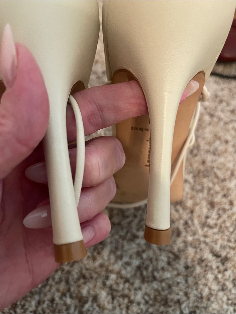 Larroude Lace-Up Strappy Sandals in Cream - Picture 3 of 6